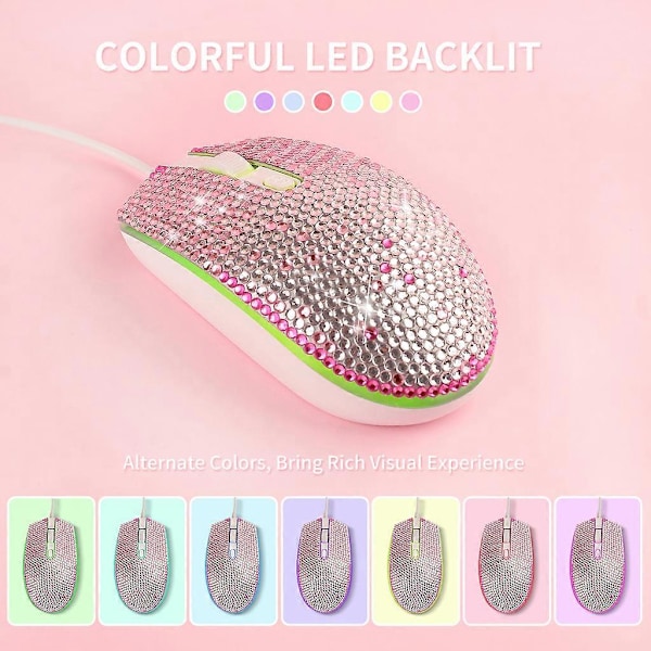 Färgglada Rhinestone Mus Ergonomisk Trådbunden Mus för Notebook Laptop Dator PC db