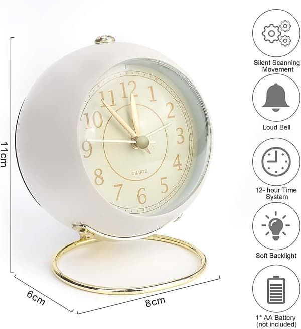 Larmklocka, Mini Storlek Sängklocka Larmklocka Tyst Icke Tickande Reselarmklocka Timer med Wake [DB]