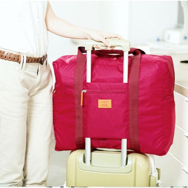 Reise Vanntett Nylon Sammenleggbar Reiseoppbevaringsveske Reiseoppbevaringsveske Jacquard Bag Klær Organizer Bag DB Rose Red