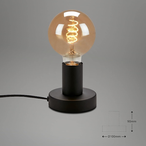 Bordslampa - Sänglampa - Design och funktionell - 1 X E27 Max. 10 W med kabelbrytare Svart 100 X 90 Mm