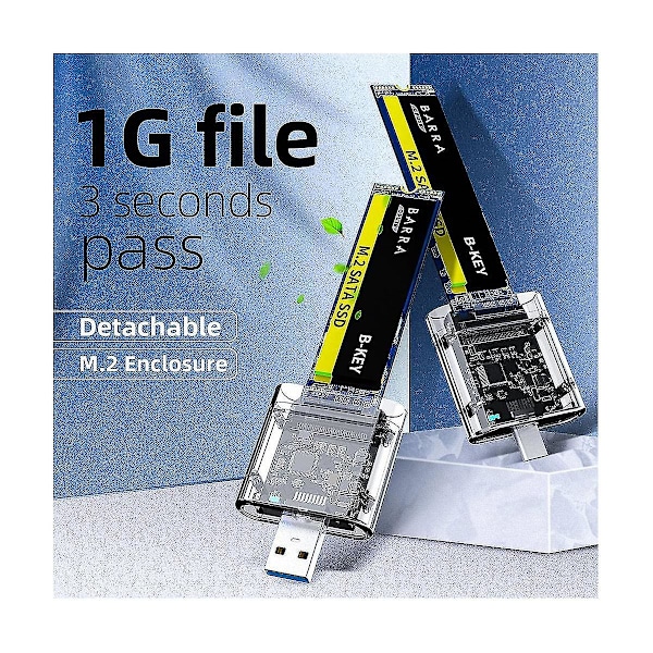 M2 SSD-hus M.2 til USB 3.0 5gbps Høyhastighets SSD-kabinett for SATA M.2 NGFF SSD 2242 2260 2280mm Ca [DB]