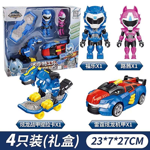 Mini Force Agent Skootr Muutos Super Dinosaurus Voima Lelut Toimintahahmot Miniforce X Muodonmuutos Mecha Robot Lapsille Lahjat Db pink4pcs no box