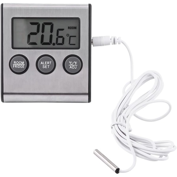 Kjøleskapstermometer, digital LCD-termometermonitor med sondetemperatur Kjøleskapstermometer -50℃ til 70℃