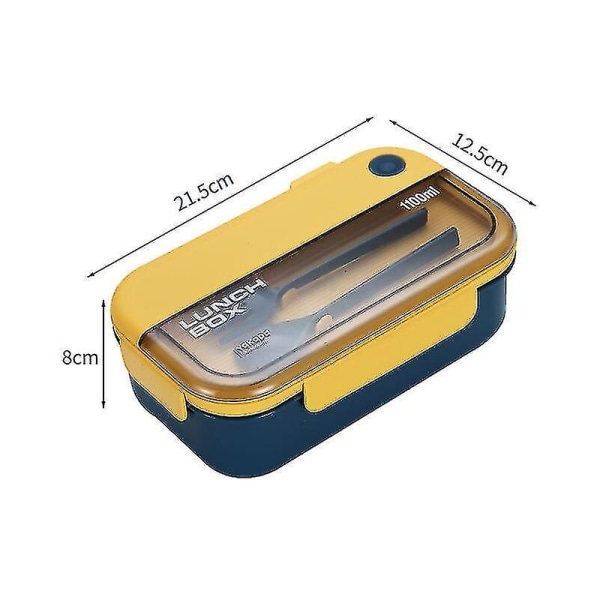 Lunchboks Bentoboks for skolebarn, kontorarbeidere, mikrobølgeovnsoppvarming, matbeholder, matlagringsbeholdere, lunsjboks [dB} Yellow Rectangle