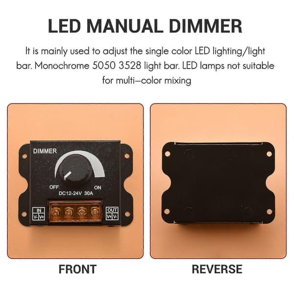 LED Lysjusterer DC 12-24v 30A/Ingen Strobe Med Bryterknapp LED Lysbar Lysstyrkejusterer Dimmer [DB]