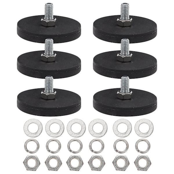 6 stk. Magnetisk Bilholder Runde Magneter Nummerplade Magnet Gummi Belagte Monteringsmagneter Gummi Belagt Magnet db