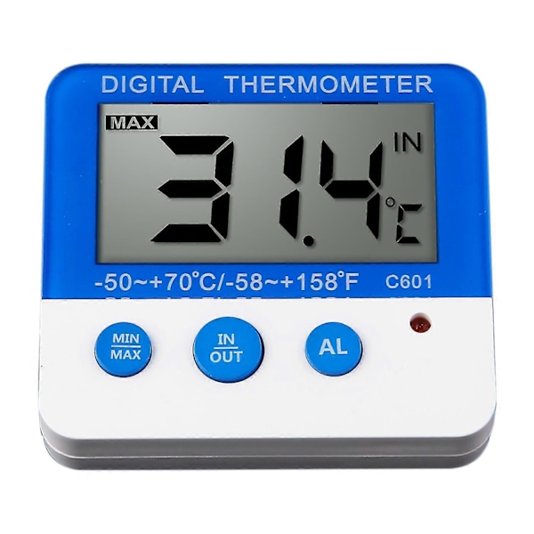 Digitalt kjøleskapstermometer med alarm og maks/min temperatur, lettlest LCD-skjerm, digitalt kjøleskaps- og frysetermometer for innendørs bruk [DB]