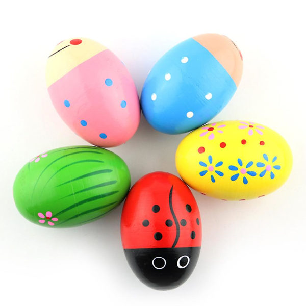 6 kpl lasten tarttuma lelu puinen pääsiäismunat lasten opetuslelut (satunnainen tyyli)