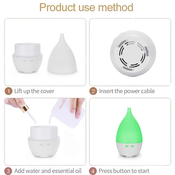 Eterisk oljediffusor, aromaterapidiffusor och luftfuktare, 130 ml, inkluderar USB-kabel, vattendroppsform[DB]