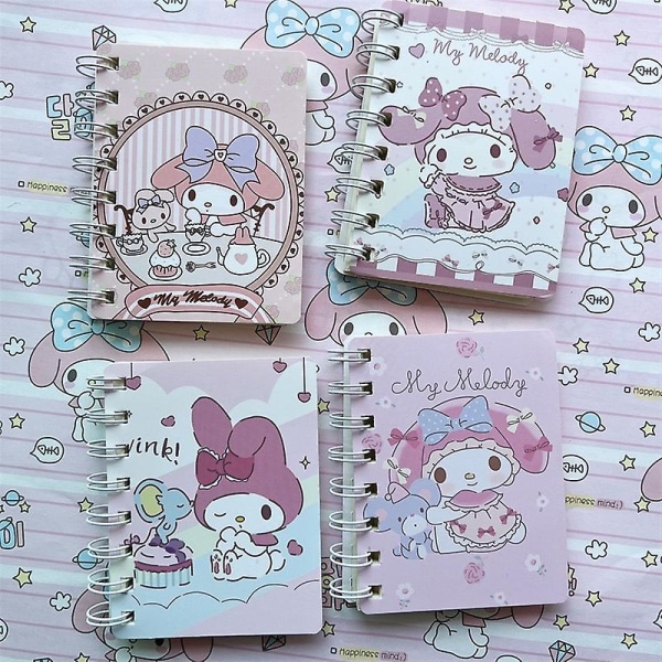 4 kpl/setti Kawaii Mini Muistio Sanrio Kuromi My Melody Cinnamoroll Piirretty Kannettava Luova Taskukela Päiväkirja Lahja Tytöille [DB] 4pcs-set 4