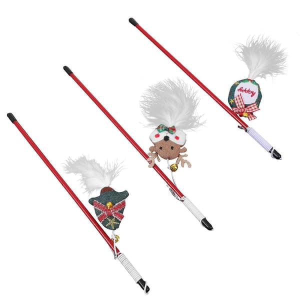 Kattleksaker med jultema, interaktiva retpinnar, 3-pack present [DB]