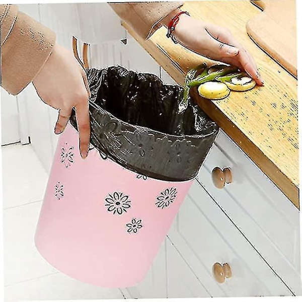 Plast Avfallskorg ihålig Blom Avfallskorg Rund Lockless Sopbehållare Bin Rosa Bins  [dB} pink