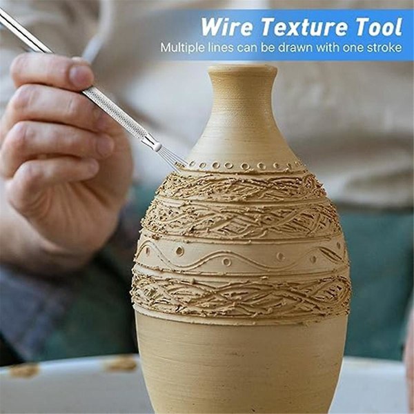 30 stykker leirnålverktøy og keramikkfjærlinjeteksturverktøy, keramisk leireskulpturverktøysett, for keramisk skulptur