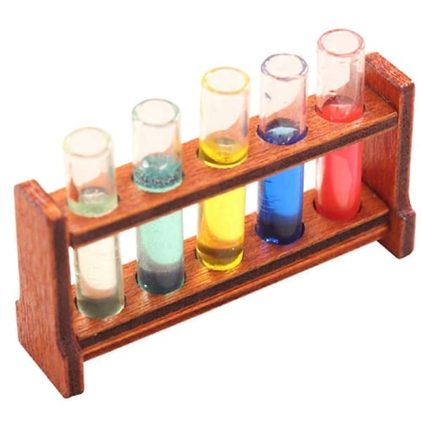 1 set miniatyr-provrör med träställ, miniatyrlaboratorieutrustning[DB]