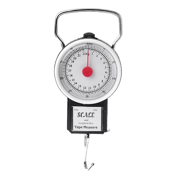 Kannettava kalavaaka 50lb/22kg mittanauhalla Ripustuskoukku Vaaka Työkalu [DB] Black