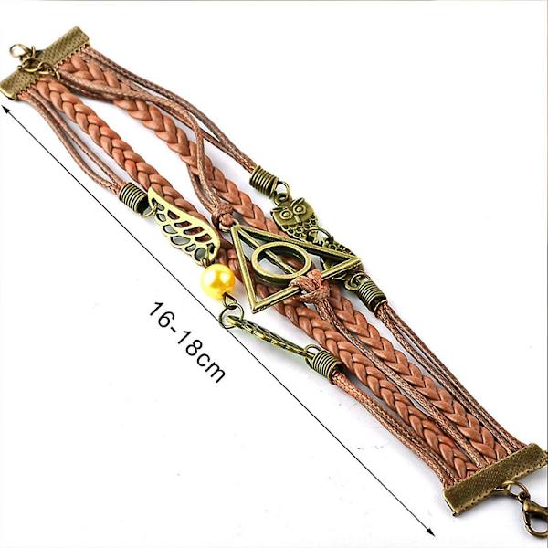 Armbånd Harry P-otter Deathly Hallows Faux Læder Flettet Legering Multilayer Flettet Armring Smykker DB