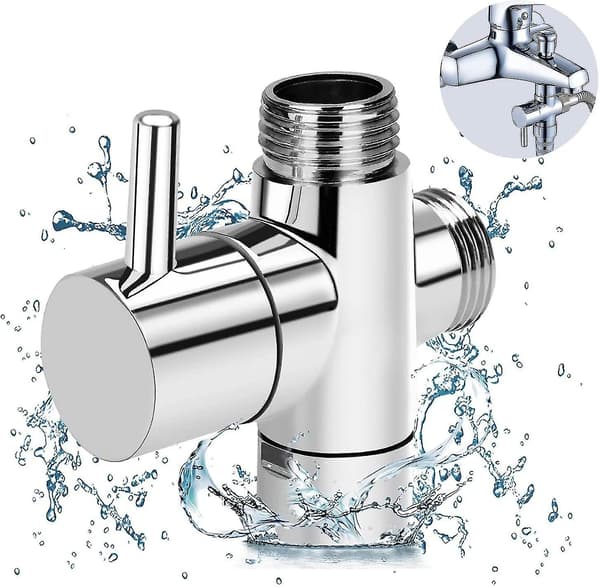 3-vejs ventil-omskifteradapter G1/2 tomme - Bruser T-adapter, Messingafleder til vandhane til håndbruser {Db}