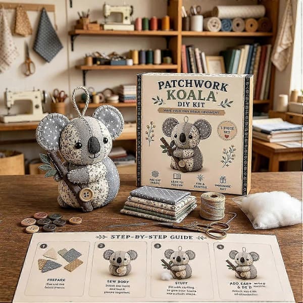 DIY Patchwork Dyresykit, Håndlavet Tøjdyr Håndværkssæt B