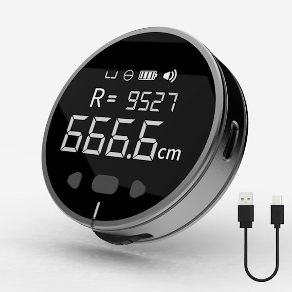 Digital Målebånd Smart Digitalt Målebånd Med LCD-Skærm Digital Lineal Type-C Genopladelig Længdemålingsværktøjer [Db] Black