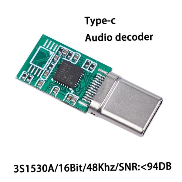 Type-c 16-bittinen digitaalinen äänikuulokesovitin häviöttömän äänenlaatu Dac-dekoodaus äänikortti Amp Diy {DB Green