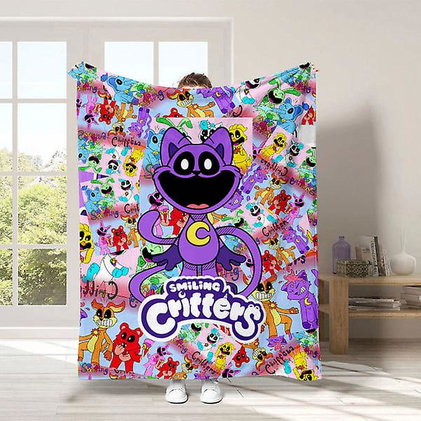 2024 Ny Smilende Critters Kat Nap Dogday Og Catnap Catnat Dukketæppe Nap Trykt Flanneltæppe Komfortabelt Sofatæppe C 100*130cm [db]