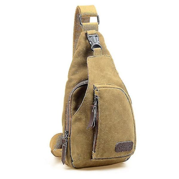 Herrar Militär Armé Canvas Bröstväska Crossbody Sling Axelväska Ryggsäck För Vandring Camping Bästsäljare {Db} Khaki