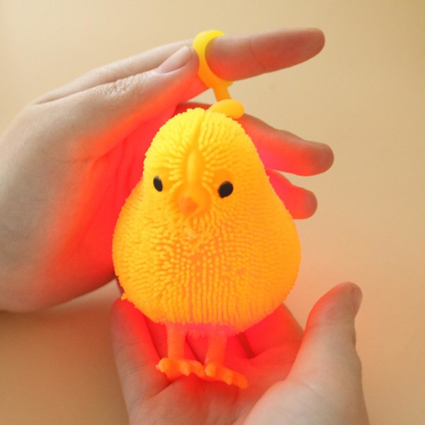 Yellow Chick Squeeze Toy LED Light Up Lysende Moro Myk Stress Relief TPR Animal Yellow Duck Puffer Squishes Toy Kids Supplies [DB] Duck