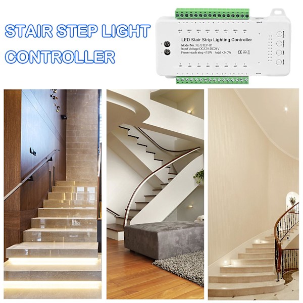 Led Trappe Lys Controller Dæmpbar Stigebelysning Automatisk Bevægelse Se  [dB} 16 Channels