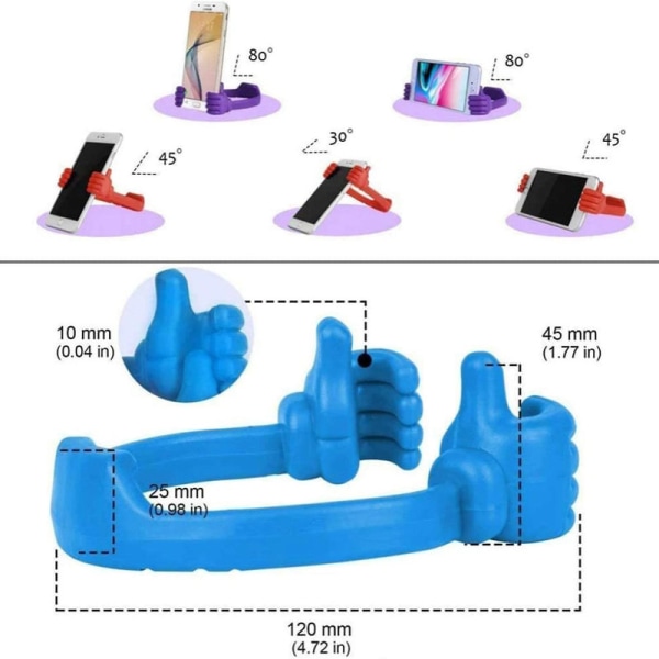 6 stk. Tommelfinger op Mobiltelefonholder Lazy Bed Desktop Mount Stand Us db