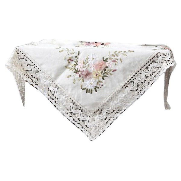 Printed Stamped Cross Stitch Tablecloth Kit For Embroidery  White Db