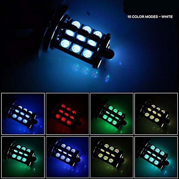 2 stk. 9006 H4 Hb4 H7 H8 H9 H11 Universal Auto Rgb Atmosfære Lampe 5050 Led Lys Med Fjernbetjening (FW) H7