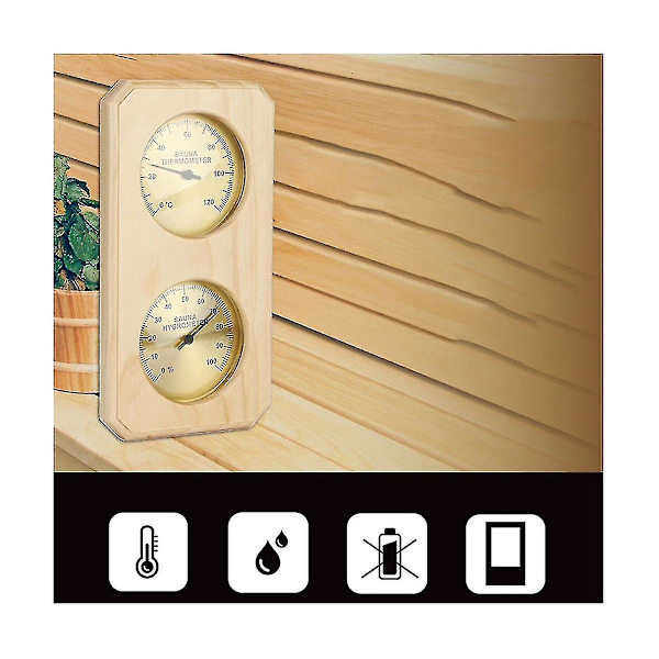 Tre Sauna Termometer Og Hygrometer 2 I 1 Fuktighet Temperaturmåling Familie Hotell Saunadb Wood Color