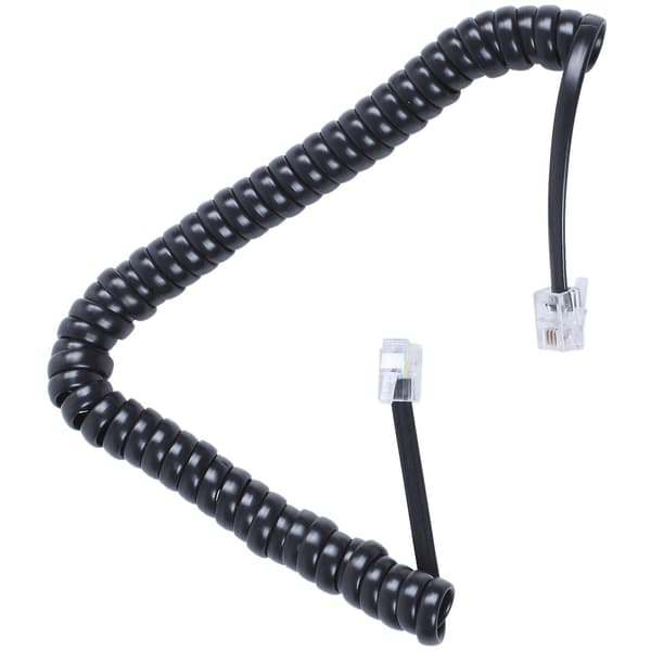 Erstatning RJ9 4P4C Plugg Spiralformet Elastisk Telefonrør Kabel [db] Black