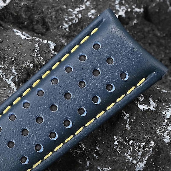 Til Citizen Blue Angels I II III AT8020/JY8078 Urrem Læderrem 23MM [DB] Yellow Line
