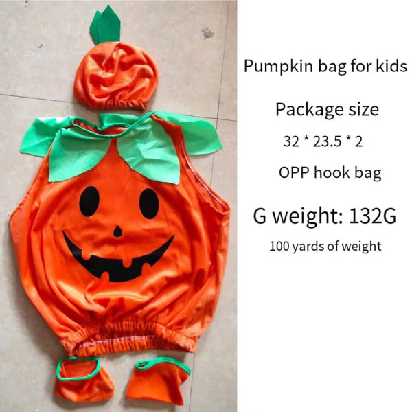 Barn Barn Halloween Gresskar Kostyme Med Hatt Cosplay For Baby Girl Gutt Scenefest klær 100cm