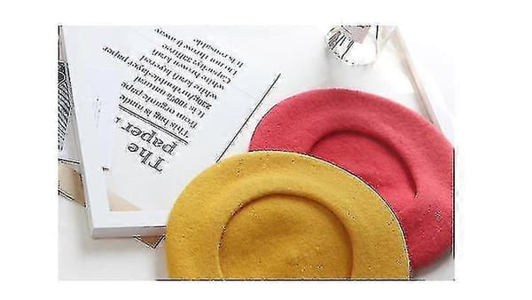 Uld Beret, hat Dame Vinter Beret, Varm Hat Uld Strikket Hat, råhvid [DB]