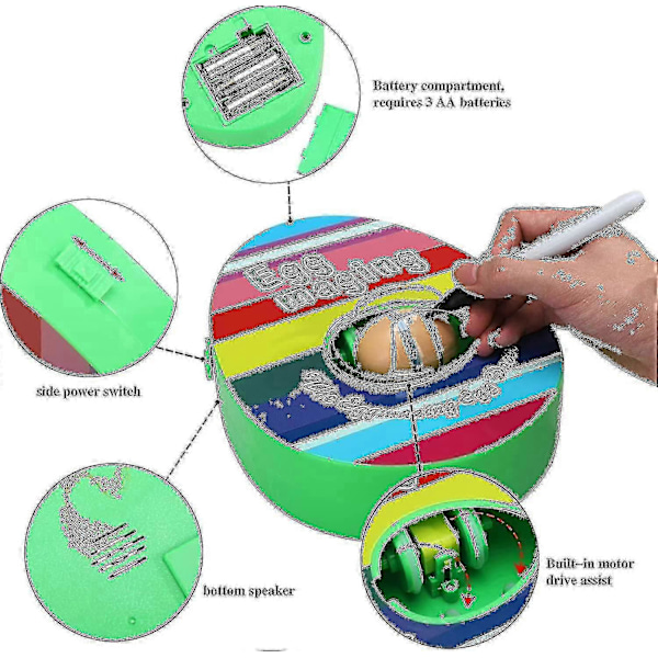 Påskeegg Dekorering Kit, Elektrisk Påskeegg Malemaskin Med 8 Malepenn Og 3 Egg DIY Egg Maker Påskeegg Roterende Malemaskin [db]