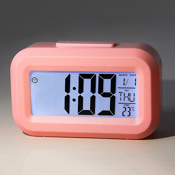 Digital väckarklocka med bakgrundsbelysning, snooze och mute, skrivbordsmodell, batteridriven {db} Black