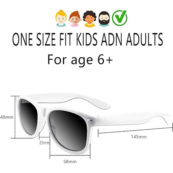12-pack Solglasögon i Neonfärger, Festfavoriter, Godispåsefyllnad, Bulk för Födelsedagsfest, Strandfest, Poolparty, 12 Färger{ DB} White