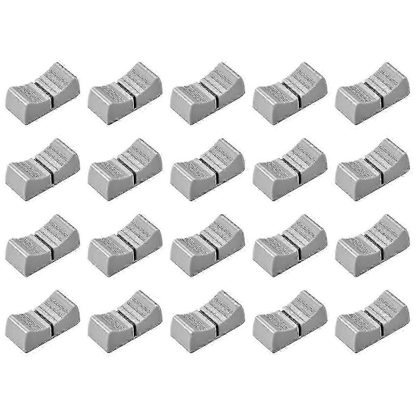 20 stk. 24 mm x 11 mm x 10 mm Konsol Mixer Slider Fader Knapper Udskiftning til Potentiometer Grå Knap Sort db