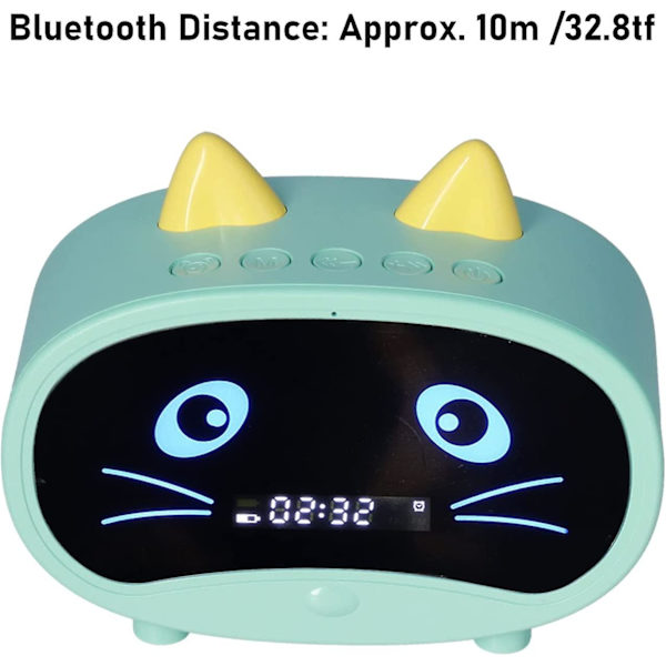 Mini Multifunktionell Cartoon Högtalare, Barn Söta Kattunge Öron Design Digital Väckarklocka, FM Radio, Dubbla Bakre Högtalare Bluetooth Minneskort [DB]