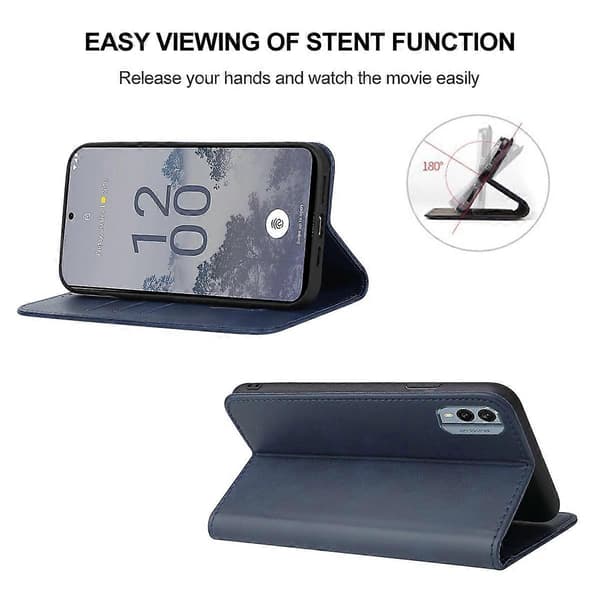 Læder Telefon Cover Til Nokia C21 Plus [DB] Blue