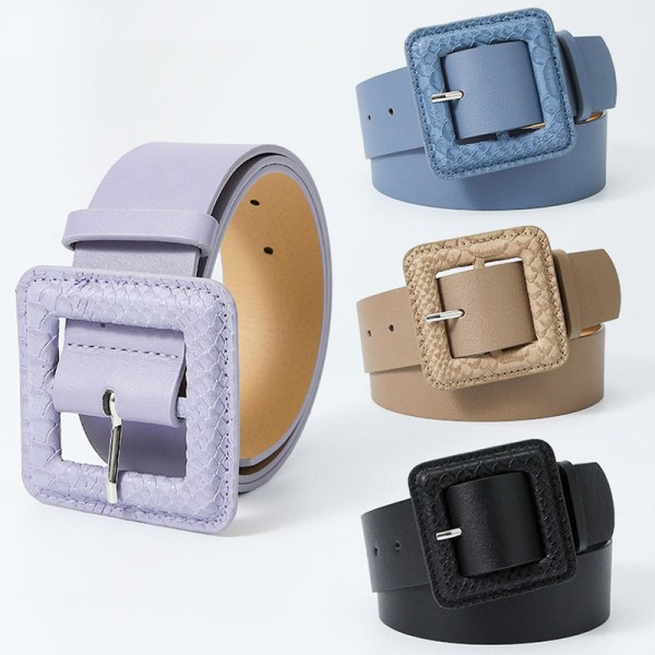 Kvinnors bälte justerbart brett band vintage match kläder konstläder tröja midjeband db Purple