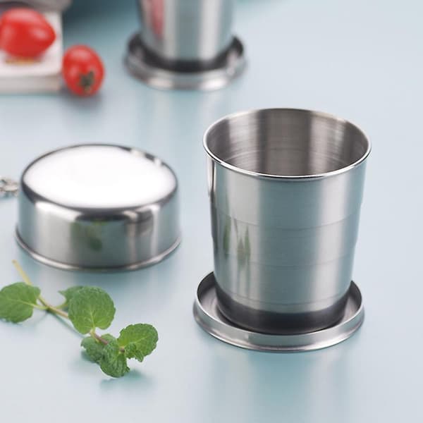 1 stk. rustfrit stål sammenklappelig kop til udendørs rejser 60ml