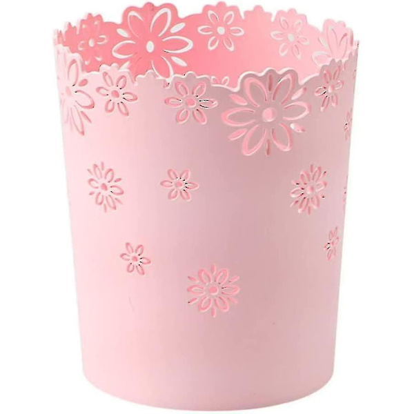 Plast Avfallskorg ihålig Blom Avfallskorg Rund Lockless Sopbehållare Bin Rosa Bins  [dB} pink