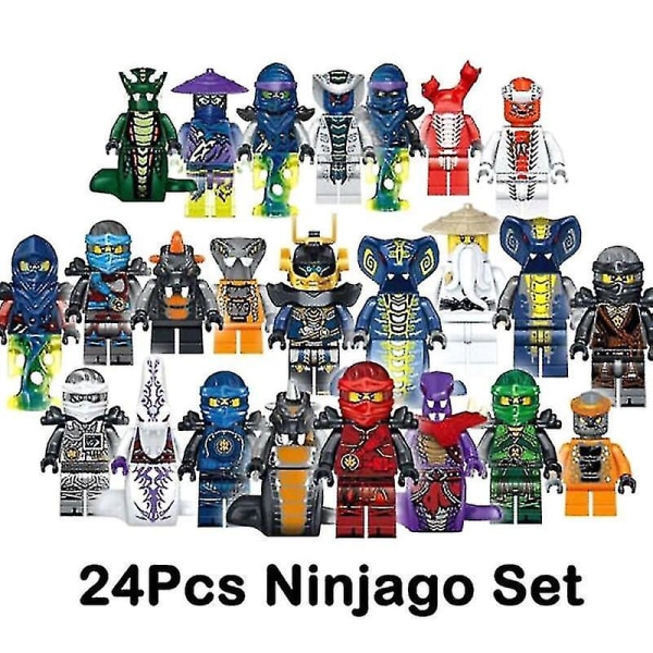 24 stk. Ninja Mini Figur Kai Jay Lærer Wu Mester Byggeklodser Legetøj