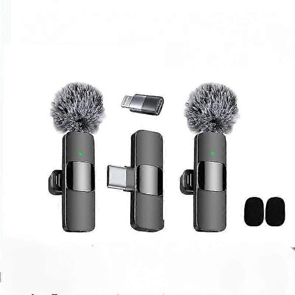 2024 Profesjonell Trådløs Lavalier Mikrofon 2 Pakke Støyreduksjon Krystallklar Innspilling Med Usb-c For Iphone 15 Pro Max, Ipad, Androi [DB] 1 set