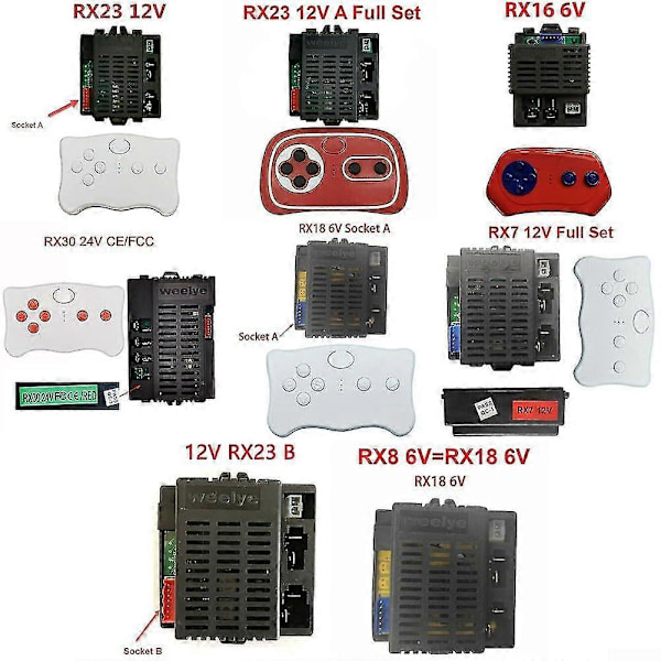 Rx7-rx37 6v/12v/24v Lapsivirran käyttöinen ajoneuvo 2.4g Bluetooth-kaukosäätimellä ja vastaanottimen sarjalla (rx23 B 12v täydellinen sarja) [Db]