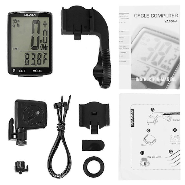 Trådløs cykelcomputer Multifunktionel LCD-skærm Cykelcomputer Mountainbike Speedometer Odometer IPX6 Vandafvisende Cykling [DB] Black Shell White Backlight