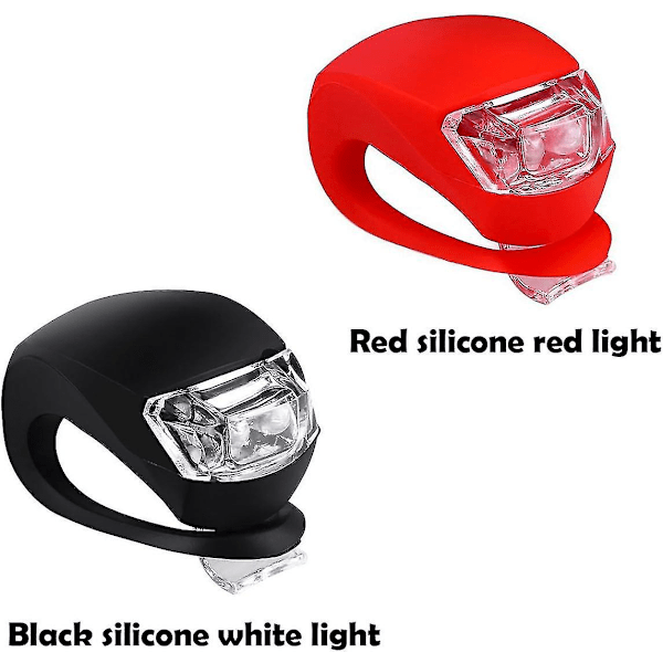 24 stk LED Cykellys, Klips-På Cykellygter, Foran Og Bagpå Silikon LED Cykellygter Sæt, Vandafvisende Cykel Forlygte Baglygte Sikkerhed [DB] 24pcs red and black